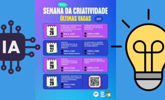 Gestores Governamentais da SEPLAG e da SAD podem participar da Semana da Criatividade 2026